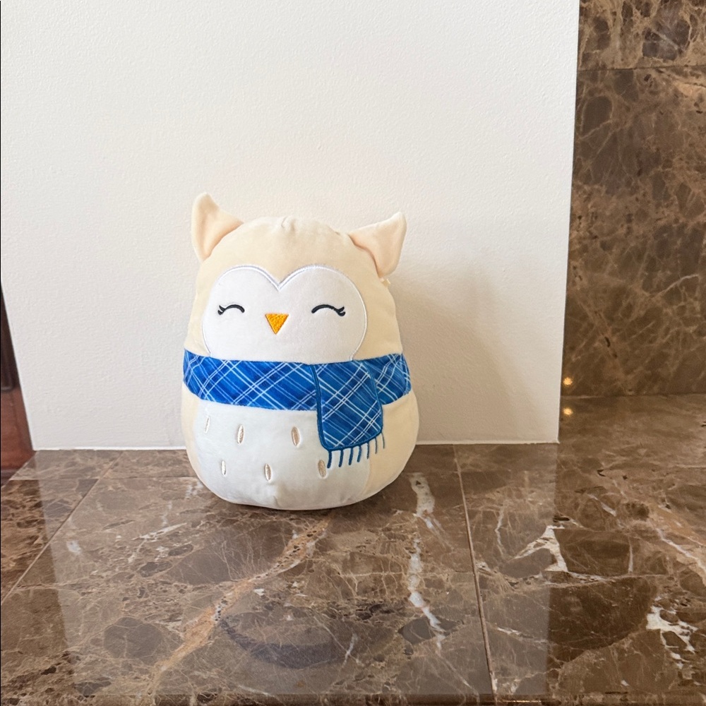 Cream and Blue Owl Plush Holiday Plush
